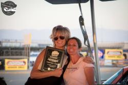 Photo of Jane with Trish Byrd/Racing Byrds after winning NMCAWest Hotchkis Cup Fastest Lady